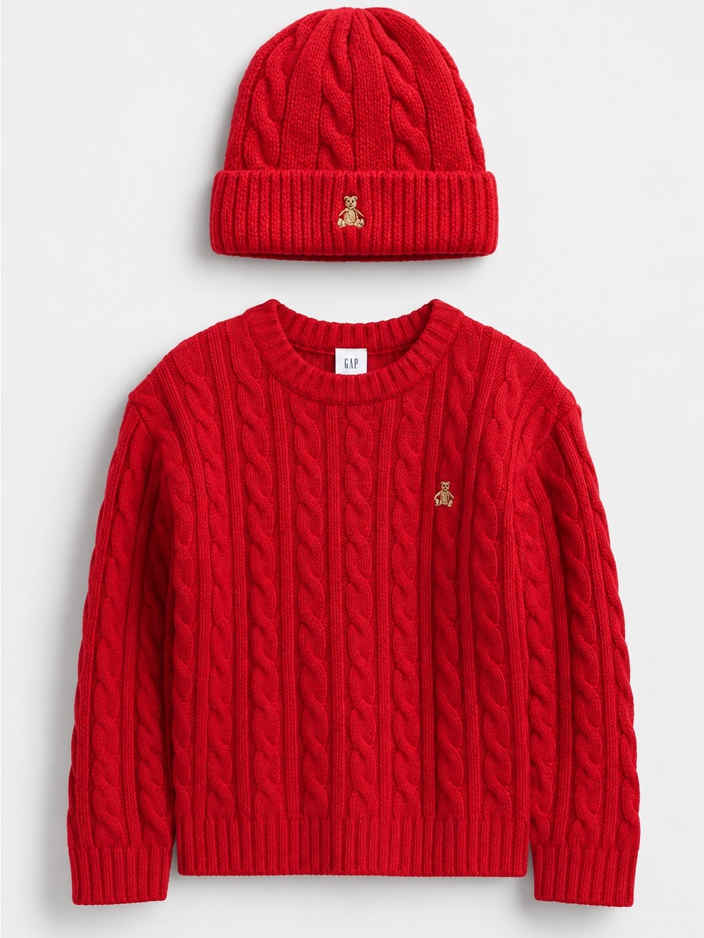 GAP baby/toddler Cable Knit Sweater and Hat
